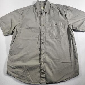 Eddie Bauer Shirt Men's Medium Tan Button Up Short Sleeve